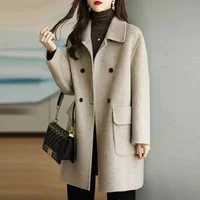 Women's Woolen Coat Autumn Winter New Style Youthful Thickened Korean Version Warm Medium-Length Loose Small Size Jacket