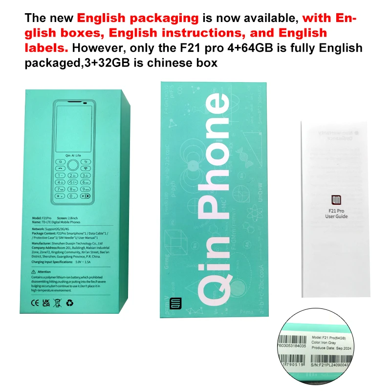 Qin F21 Pro Smart Touch Screen Wifi +2.8 Inch 3GB + 32GB / 4GB 64GB Bluetooth 5.0 480*640 Global Verison Play Store duoqin Ai 2