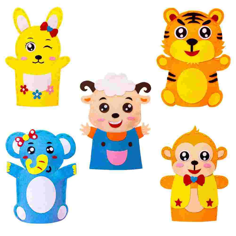 5 Sets DIY Hand Puppet Kids Crafts Puppets Manual Supplies Cloth For Making Kit Child