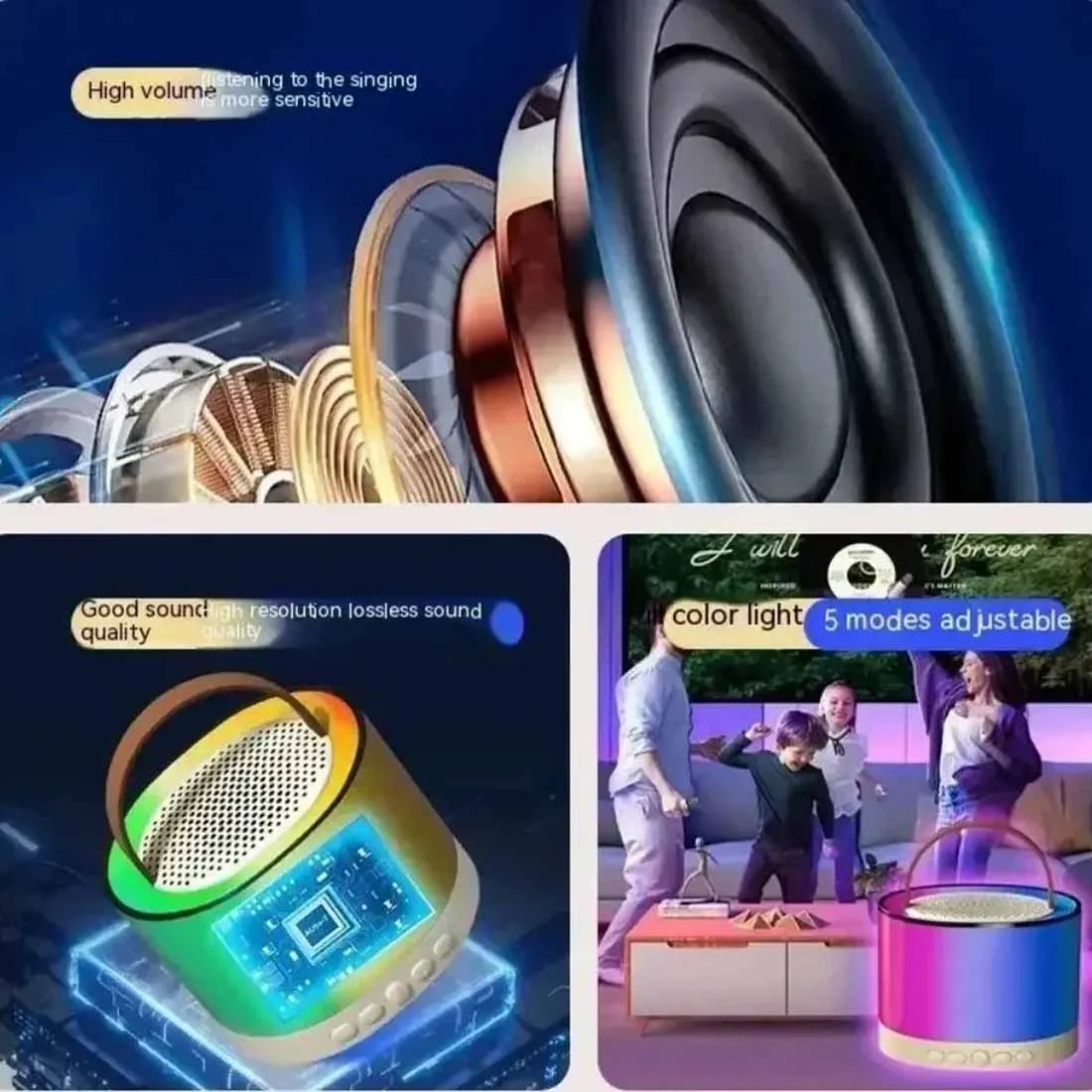 K52 Bluetooth Speaker Mini K Song Audio Multifunction Dual Microphone High Sound Quality Long Battery Life Portable Music Player