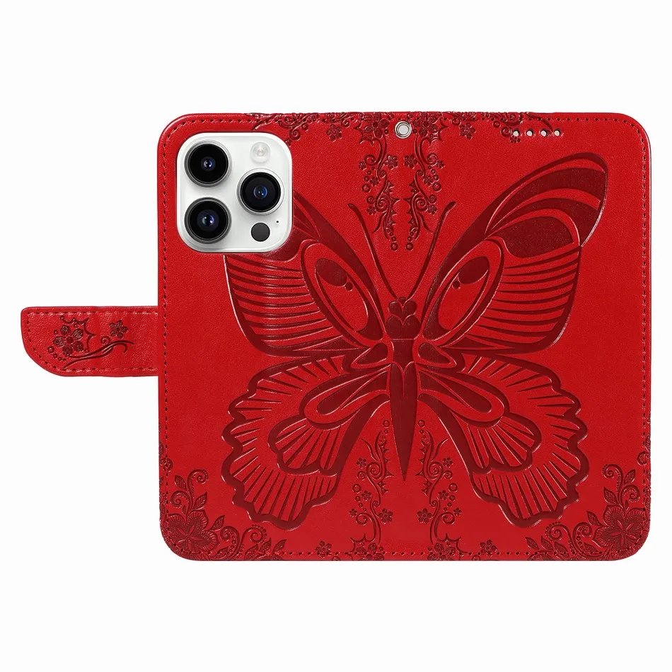 Elegant Butterfly Leather Wallet Phone Case - Premium Design