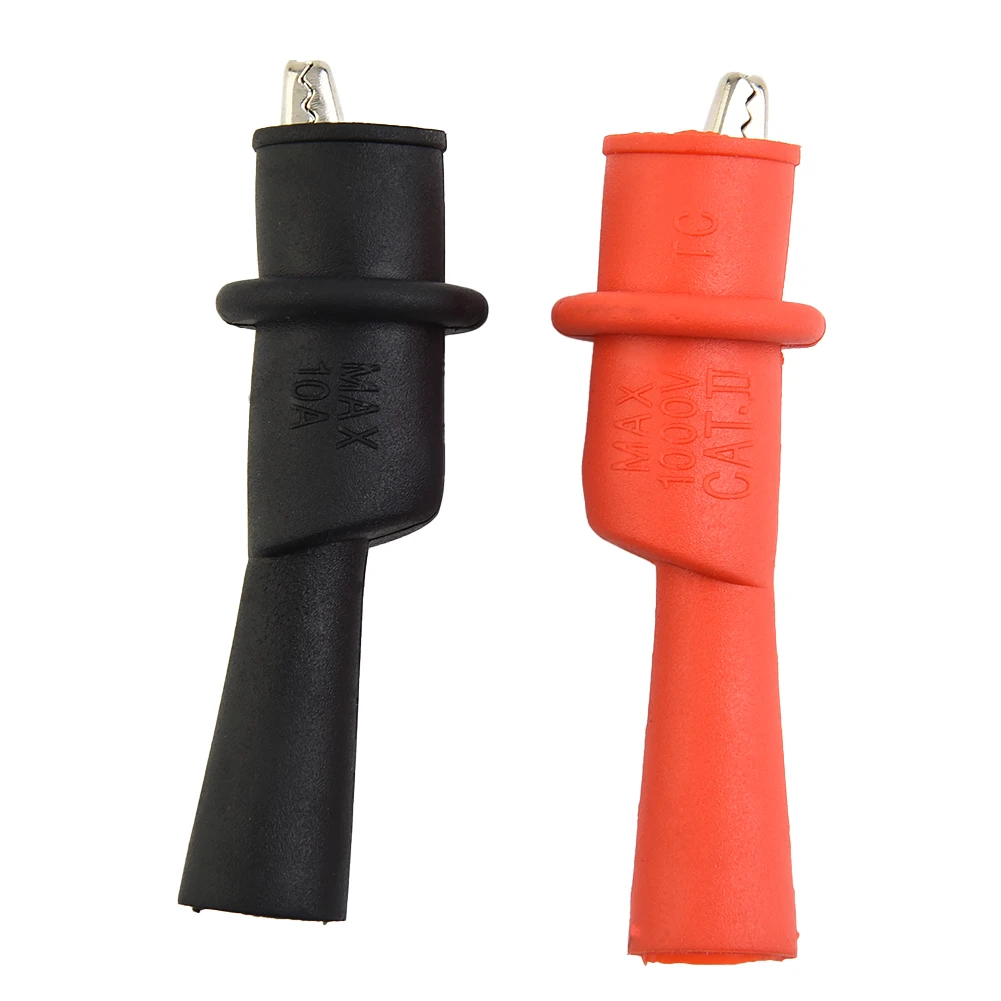 

1Pair Wire Tips Test Clip Clamp Red+Black For Multi-Meter Tester AC DC 10A 1000V For Electrical Working Rubber Insulated Sheath