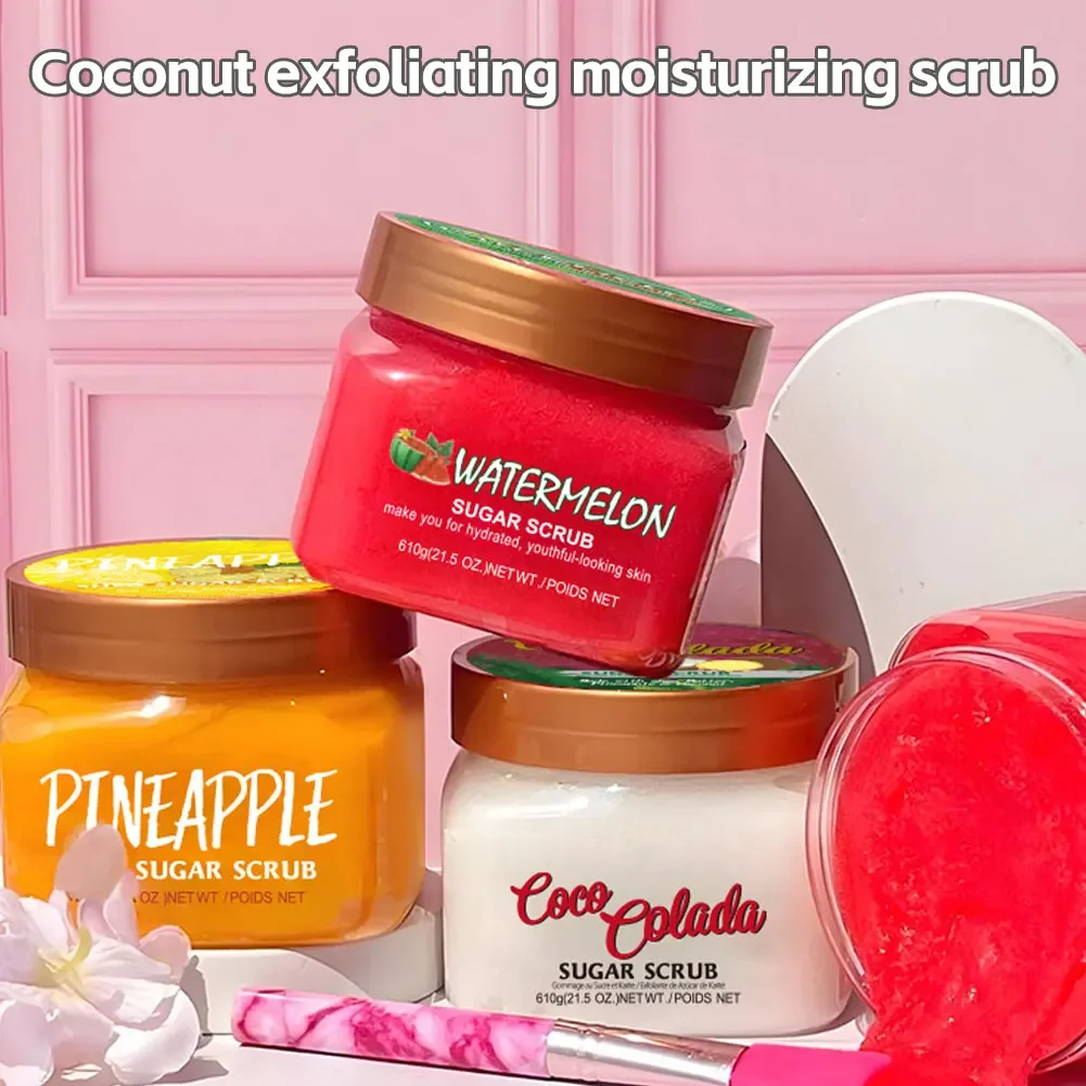 Description Picture 3 of itemShea Sugar Body Scrub Coconut Watermelon Rose Alpha Arbutin Hydrating And Exfoliating Scrub for Nourishing Includes Loofah Tool