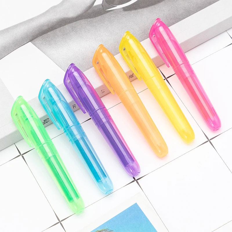Colorful Highlighter Scribbling Hand Ledger Diary Marker Pen Children's Painting Brush Student Stationery Art Supplies Wholesale 20pcs ins colorful simplicity scrapbook material paper diy diary album collage material hand account junk journal supplies