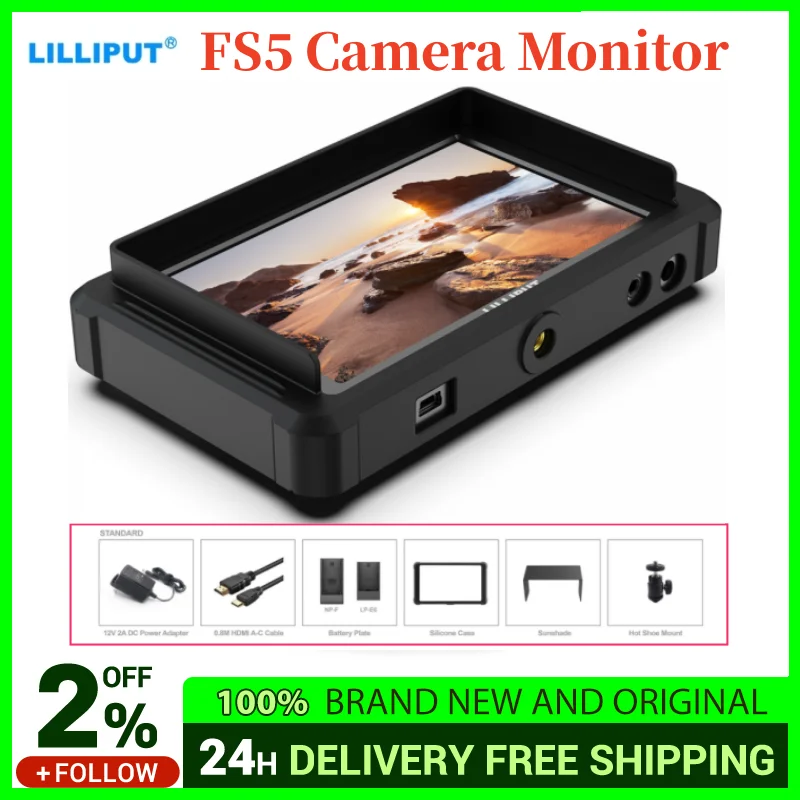 LILLIPUT FS5 5.4 Inch Monitor 3D LUT 3G-SDI IPS FHD 1920x1200 Video Focus Assist Support 4K 60Hz HDMI