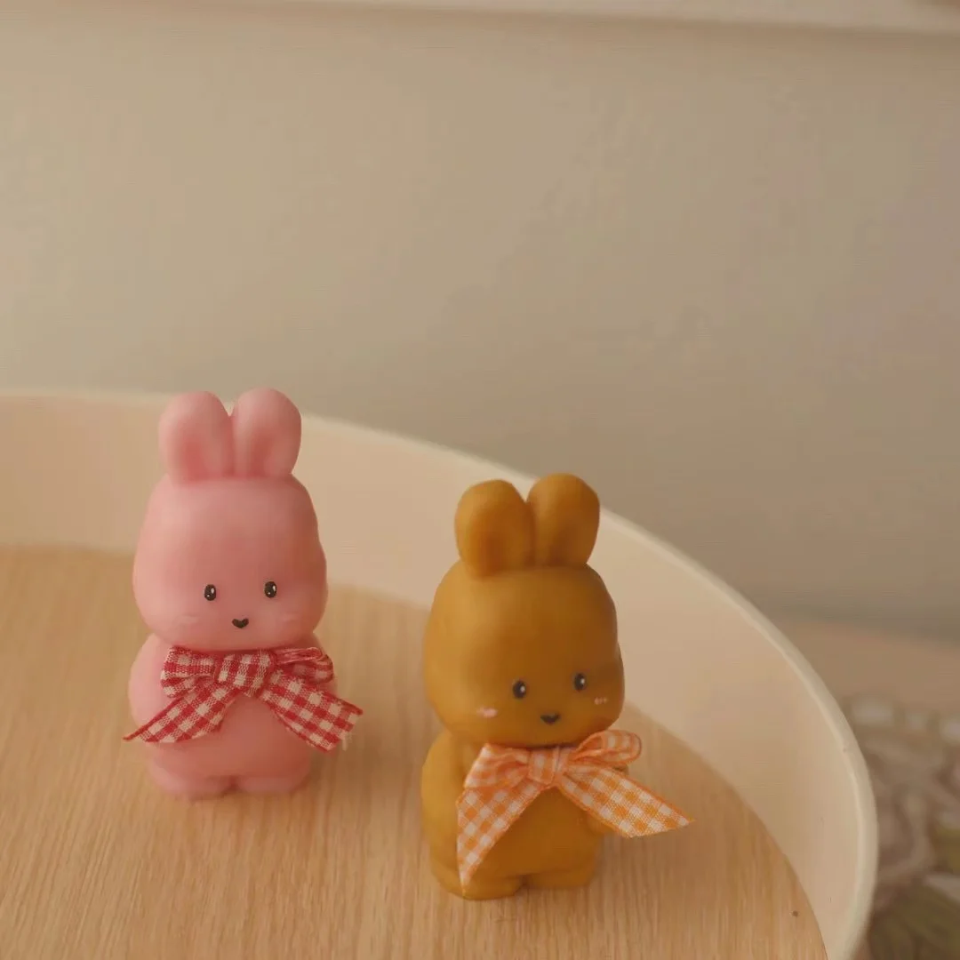 ins 3D Rabbit Bunny Scented Candle Mold For Candle Making DIY Animal Bunny Silicone soap Mold Easter Home Decor
