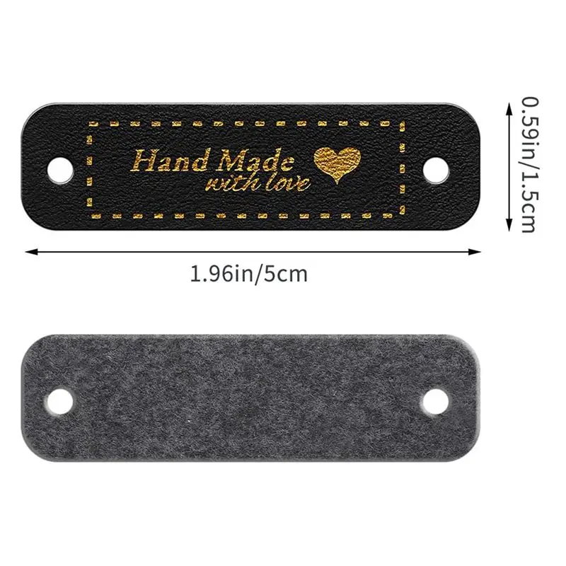AB11-180개 수제 PU 가죽 태그 인조 가죽 바느질 라벨 장식 니트 액세서리 DIY 공예용 구멍 있는 라벨