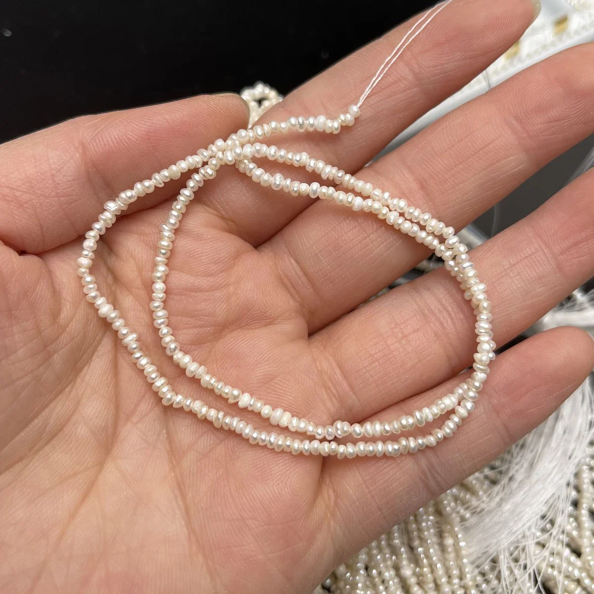 1.8-2mm 100% 천연 담수 진주 반제품 플랫 비즈 DIY 여성용 쥬얼리 제작 목걸이 팔찌 및 액세서리
