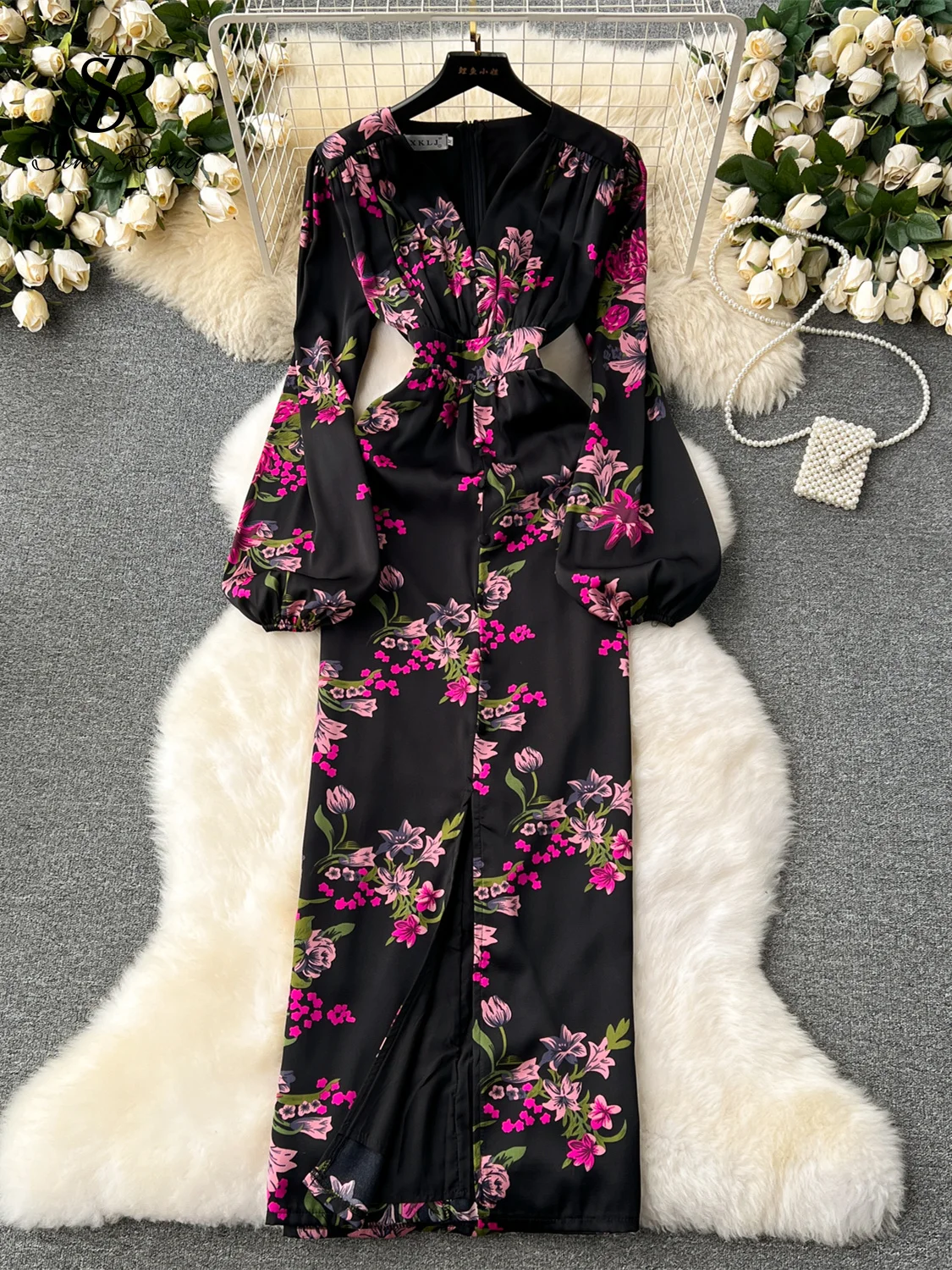 SINGREINY Women Jacquard High Quality Summer Long Dress 2024 V