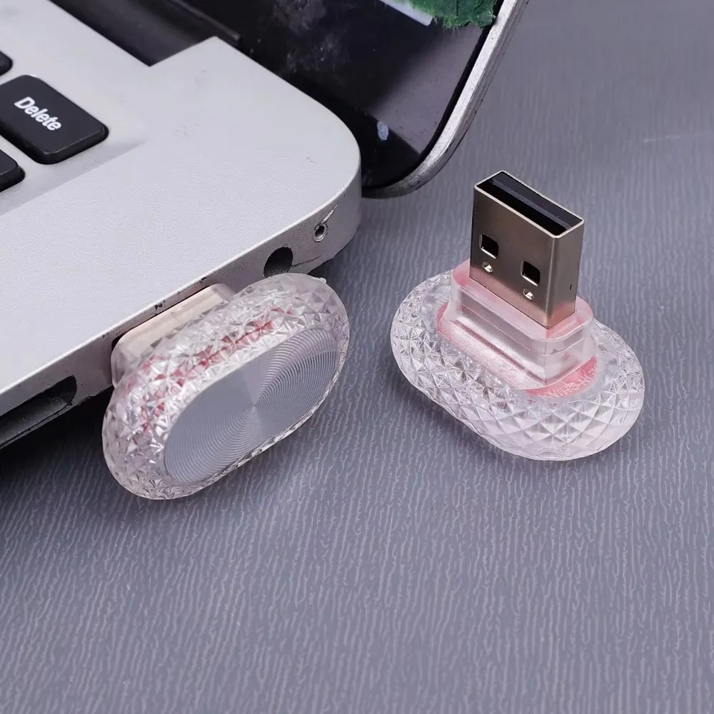 Compact USB LED Ambient Night Lights - Multicolor Decorative Illumination for Cars, Bedrooms, and Home Decor