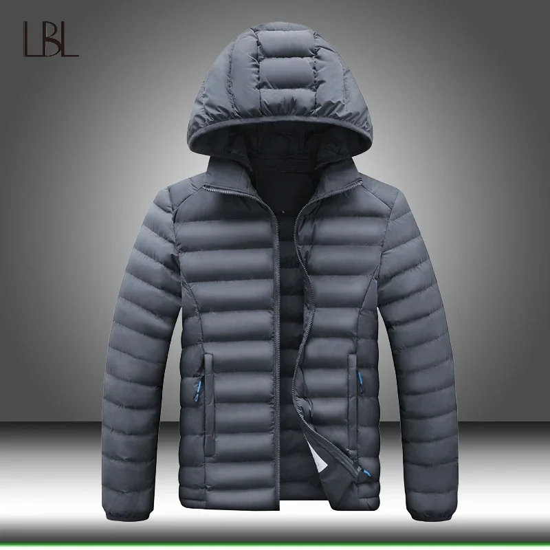 

Warm Winter Men Hooded Down Jacket Coat Padding Fashion Trend Male Parkas Hoodies Solid Puffer Jackets for Men Loose Windbreaker