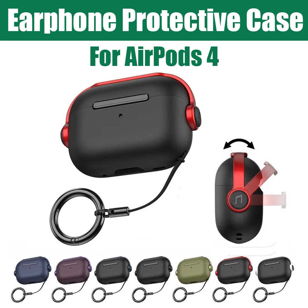 Earphone Protective Case For AirPods 4 Earbuds Case Skin Cover with Lanyard and Phone Stand for Apple AirPods 4 Accessories