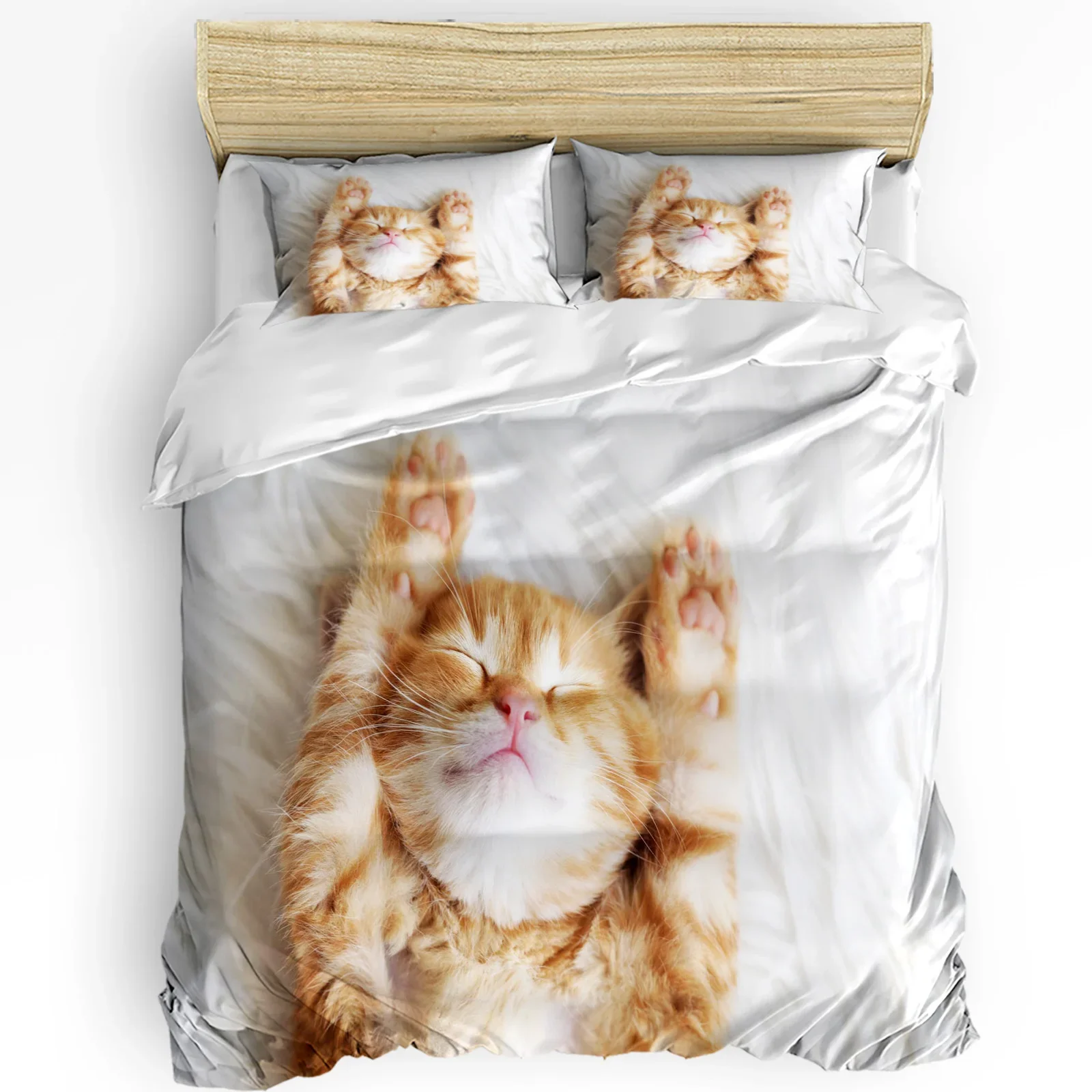

Animal Cat White Blanket Printed Comfort Duvet Cover Pillow Case Home Textile Quilt Cover Boy Kid Teen Girl 3pcs Bedding Set