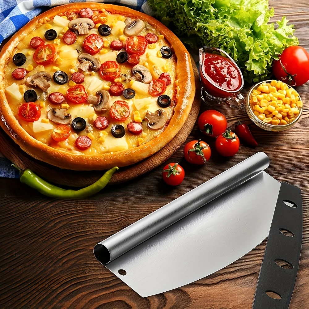 1pc Stainless Steel Pizza Cutter Commercial Pizza Half Moon Shaker Hob Semicircle Shaker Multi-Purpose Slitting Cutter