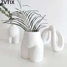 

Nordic Minimalist Body Art Ceramic Vase Table Arrangement Flower And Dried Ornaments Countertop Vase Livingroom Cute Home Decor