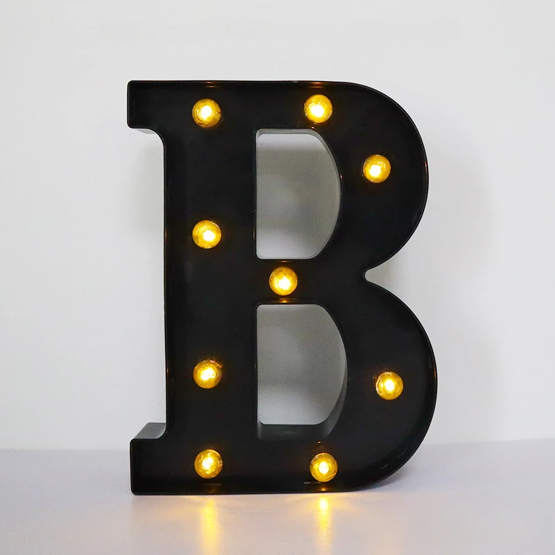 thumbnail image 1 of Letras de 22 cm con luz LED, letras del alfabeto negras, números, luz de noche, letras de Navidad para el hogar, suministros para fiestas de cumpleaños, decoración, 1 of 5