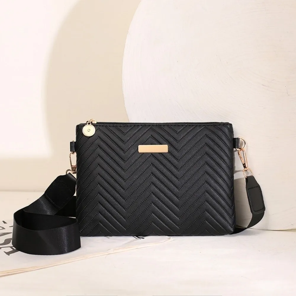 Elegante gesteppte Umhängetasche mit Wellenmuster, einfarbig, kleine Schultertasche, leichte PU-Handtasche für den Alltag, für Damen – Detail 9