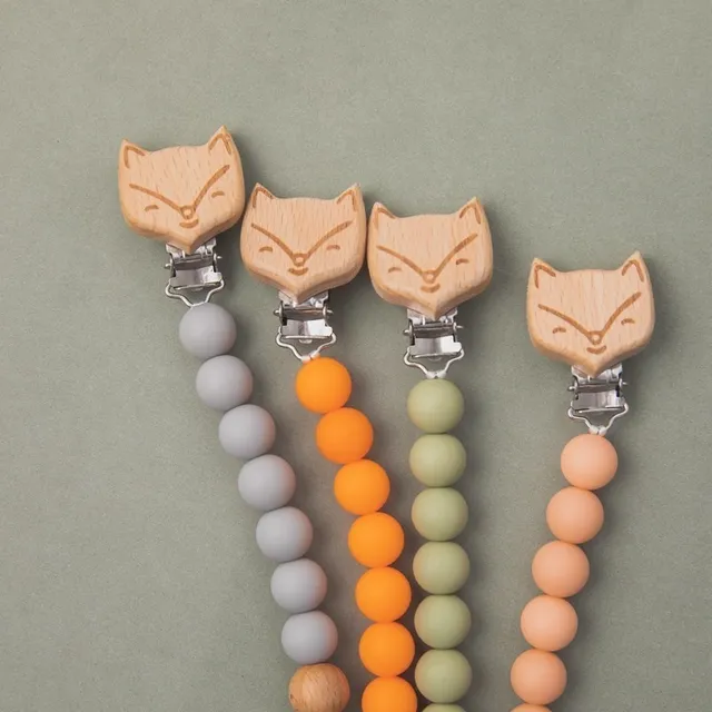 Baby Handmade Pacifier Chain Clip Dummy Nipples Holder Fox Clips Holder Chain For Infant Feeding Toddler Chew Toy Clips BPA Free 1