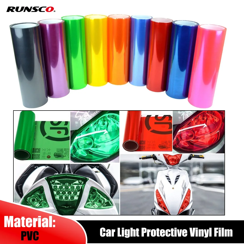 Headlight & Taillight Tint Film - Light Gloss Black Smoke Vinyl Wrap, 12x78 Inches, Adhesive, For Custom Car Bike Lighting