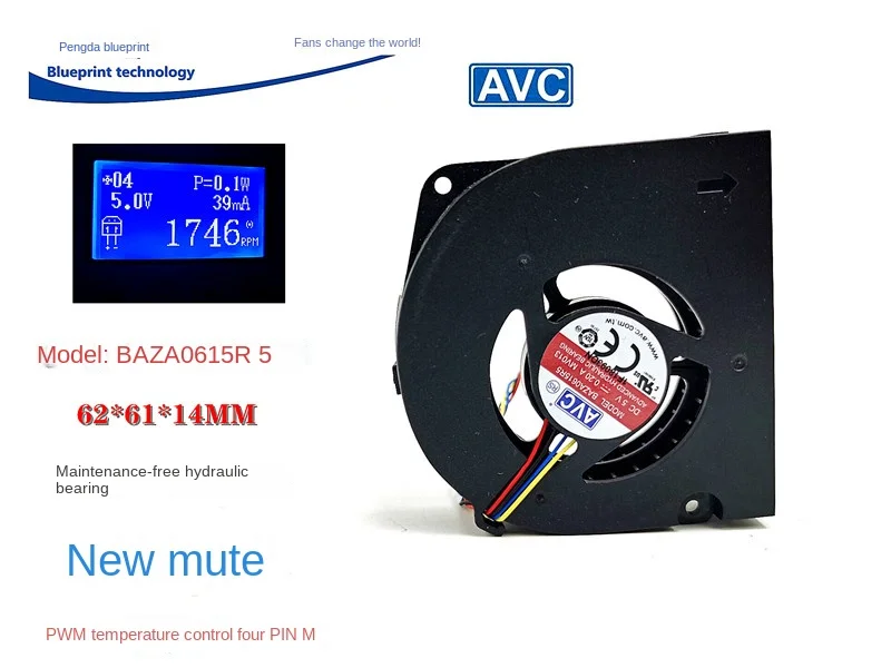 

New Mute Baza0615r5 6015 Blower 62 * 14mm Hydraulic Turbine PWM 5V Cooling Fan