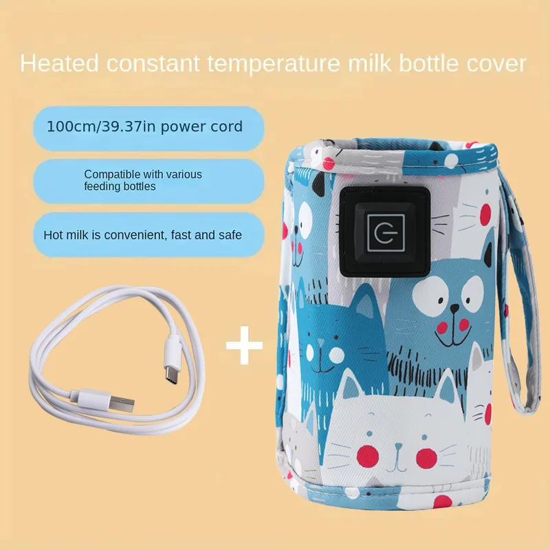 Travel Stroller Insulated Bag USB Milk Water Warmer Nursing Bottle Heater, Portable Bottle Feeding Warmer, Christmas, Hallowee