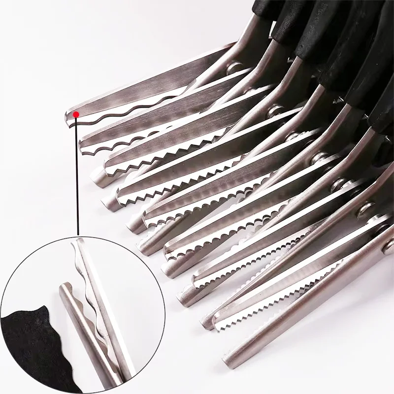 Professional Stainless Steel Dressmaking Sewing Pinking Shears 23.5cm Handled Craft Scissors Zig Zag Fabric Decorative Edge Tool sewing scissors,craft scissors