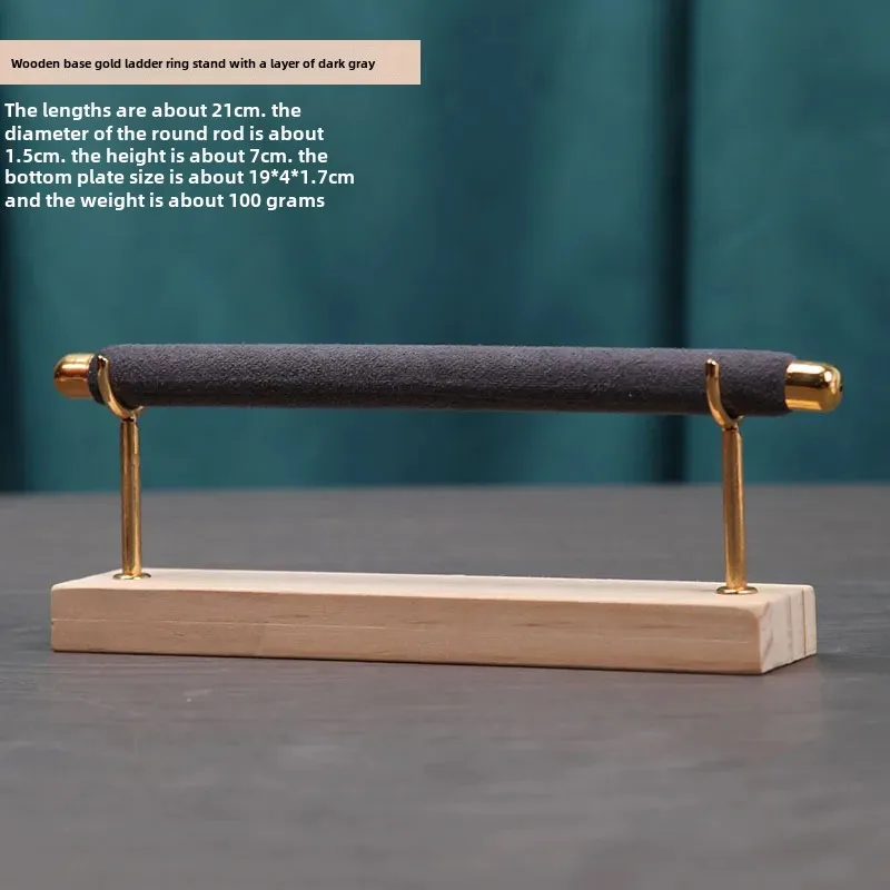 Elegant Wooden Ring Display Stand with Multi-Layer Sponge Holder and Detachable Metal Frame