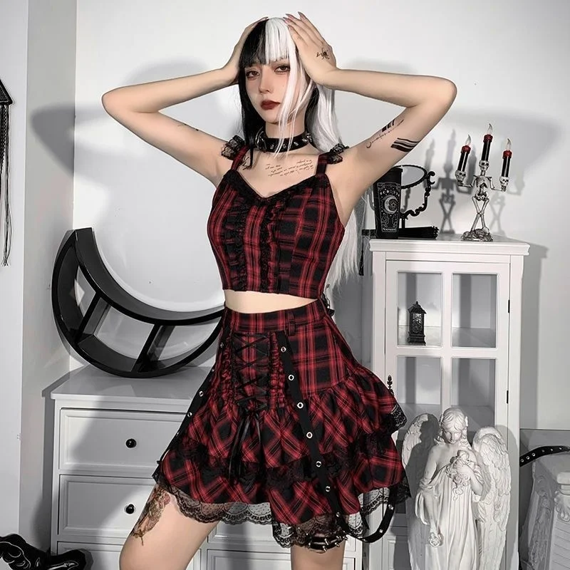 

Darklook dark юбка в готическом стиле с кружевной плиссированной юбкой