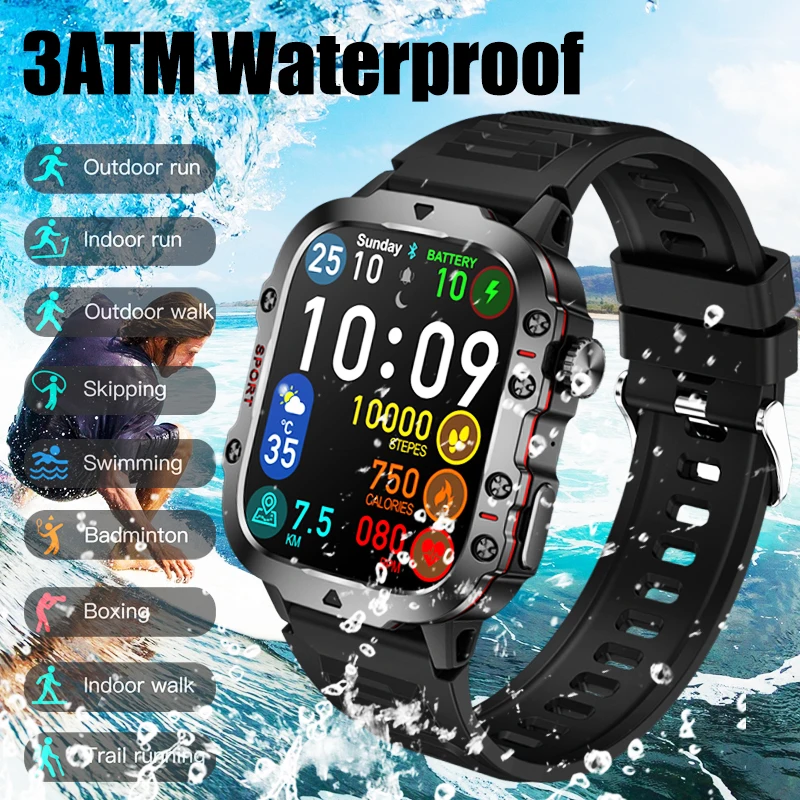 Montre Connectée Xiaomi IP68 - Style Militaire, Sport Homme, Noir