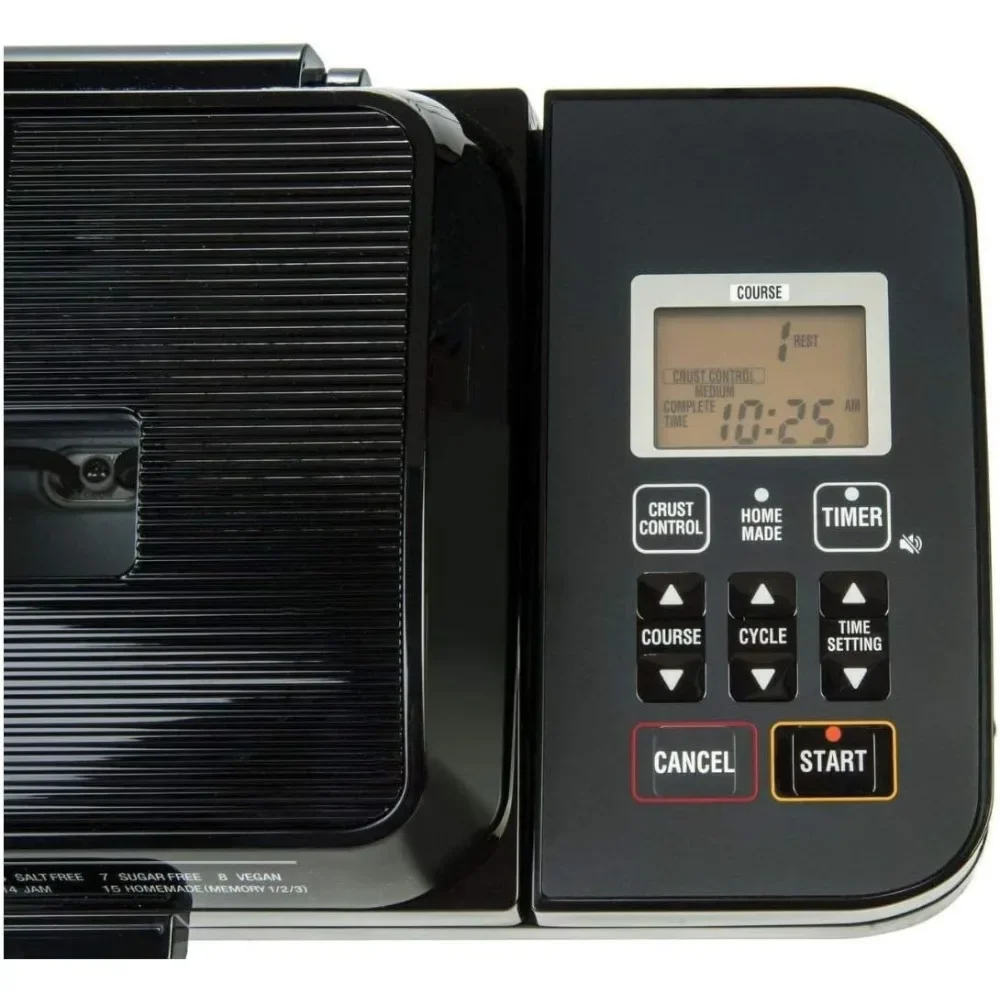Bread maker with LED display screen, 700W stainless steel material 10.5 "deep x 18" wide x 12.88 "black,