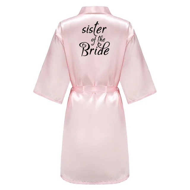 New Bride Bridesmaid Robe With Black Letters Mother Sister of the Bride Wedding Gift Bathrobe Kimono Satin Robes SP005 As the Photo Show
