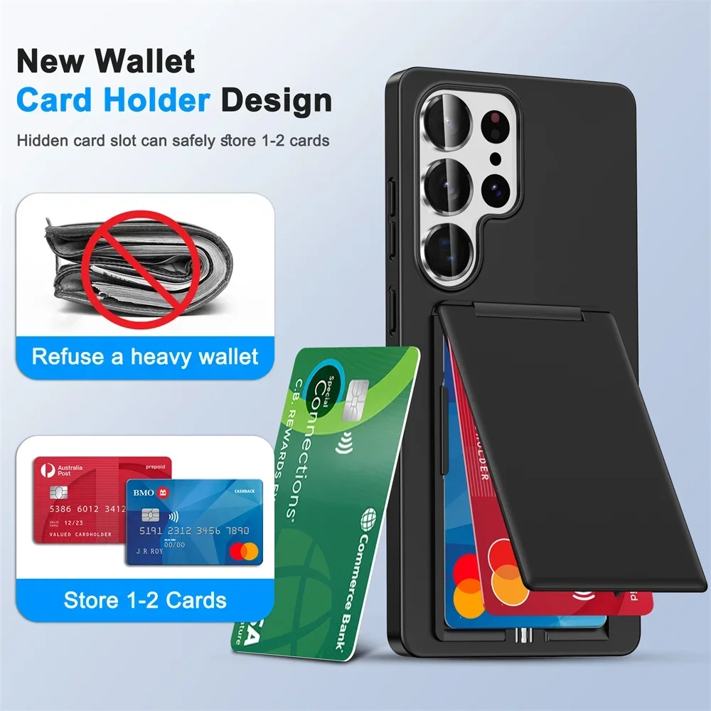 Shockproof Wallet Phone Case with Card Holder and Kickstand