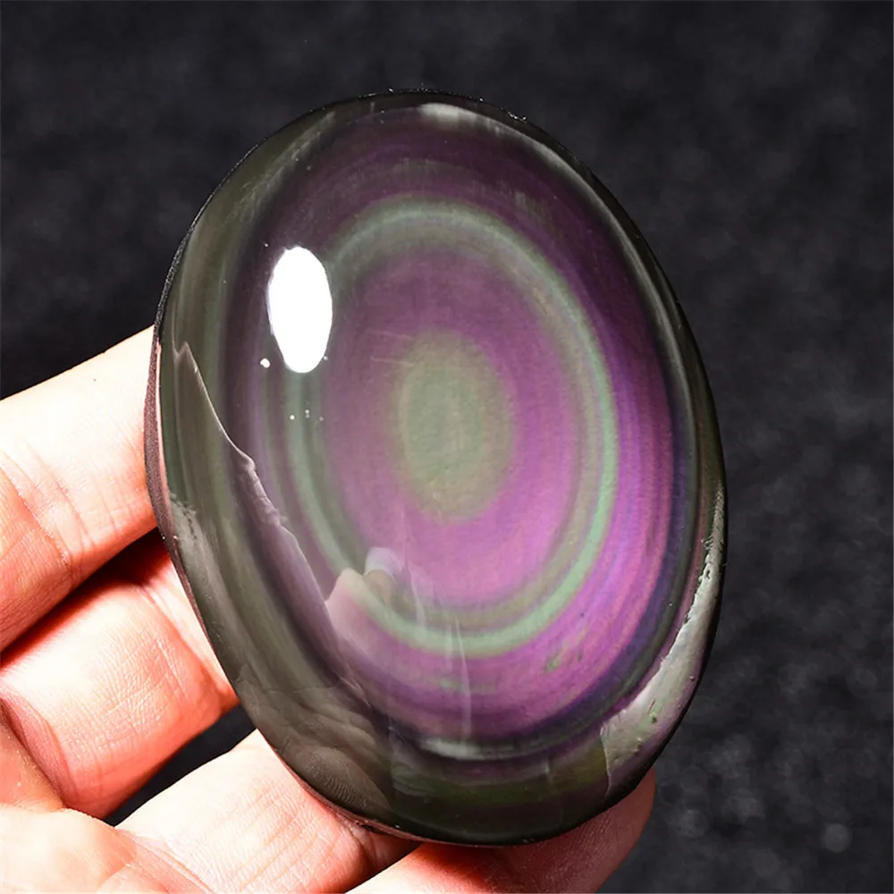 Natural Rainbow Black Obsidian Palmstones Feng Shui Gemstone Healing Energy Per La Decorazione Domestica Pietre Reiki