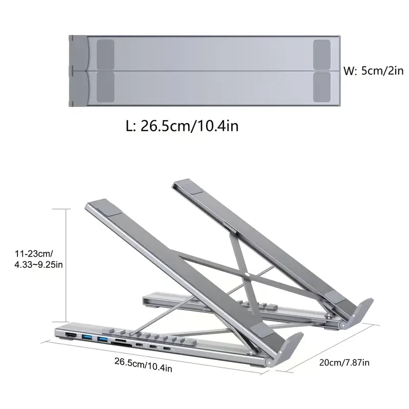 차세대 8-in-1 USB-C 노트북 거치대(도킹 포트 포함), 표준 USB C 도크, 접이식 태블릿 스탠드, 타입-C 즉시 연결 어댑터