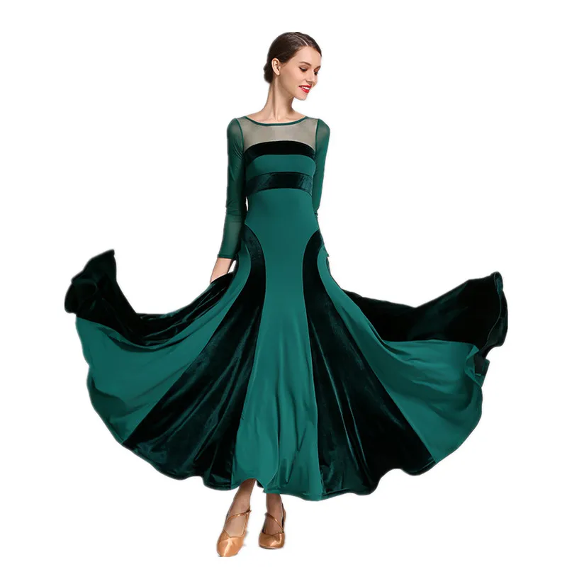NEW Latin Ballroom Dance Dress Modern Salsa Waltz Standard Long Dress#W004 Red 