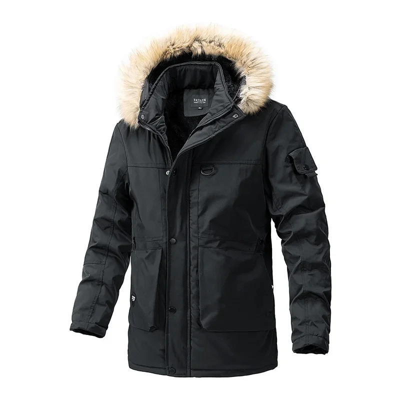 

2023 Winter Windproof Men Coat Keep Warm Thicked Plush 's Jacket New Fashion Hooded Outdoor Classic Casual Parkas