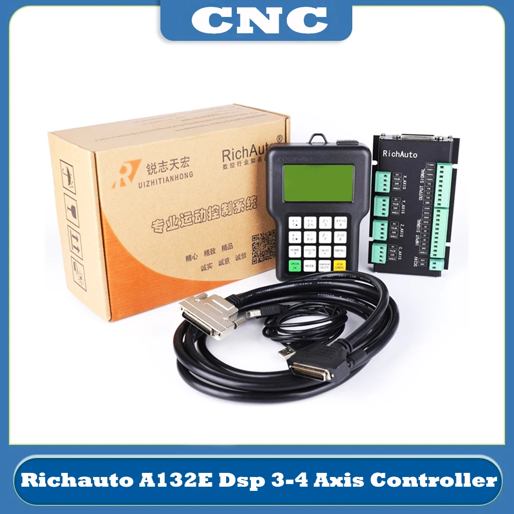 

The latest Richauto A132E Dsp handheld motion controller 3-4 axis turning and engraving integrated CNC lathe control system