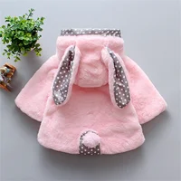 Newborn Clothes Autumn Winter Warm Plush Baby Girls Jacket Snowsuit Cute Rabbit Ears Hooded Princess Coats 4