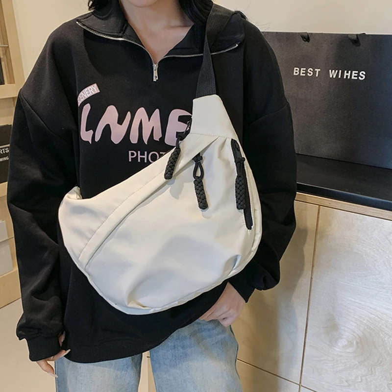 Casual Women's Canvas Bag Large Capacity Shoulder Bag Crossbody Bag Fashion Tote Bag Black Armpit Bag Student Handbag