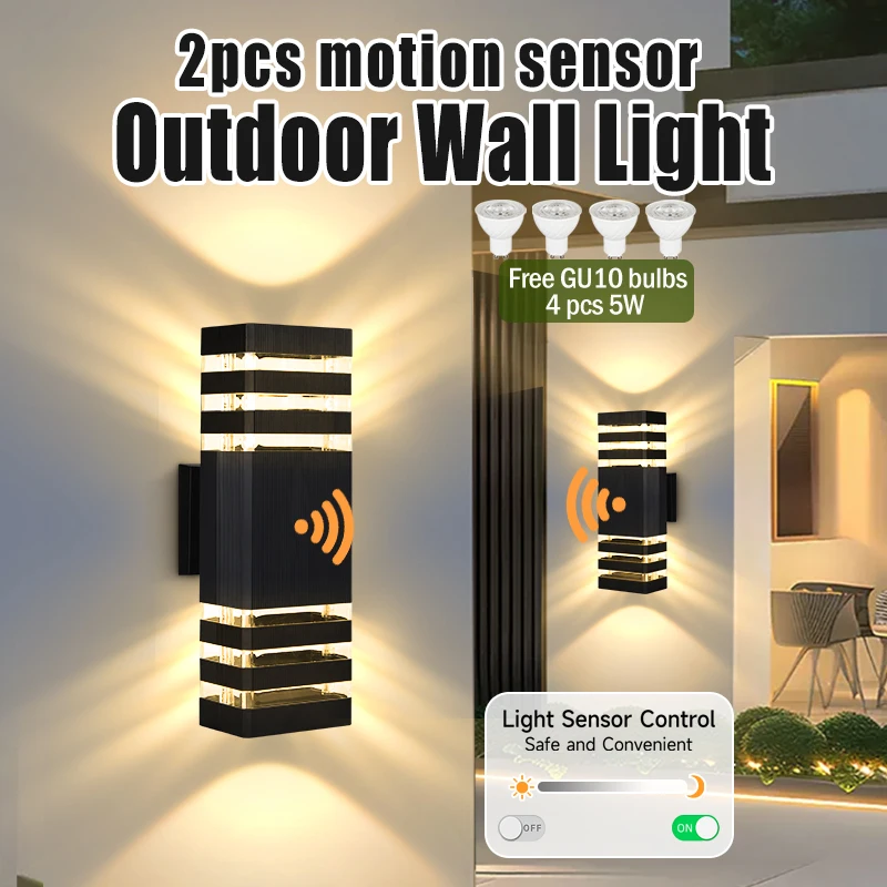 Sensor Light Outdoor Wall Lamp GU10 Wall Decor Lights Indoor Waterproof Motion Sensor Wall Light Interior Wall Light 110V 220V