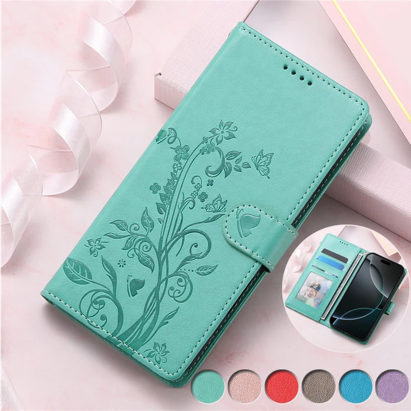 Deluxe Embossed Leather Flip Phone Case with Magnetic Wallet & Card Slot