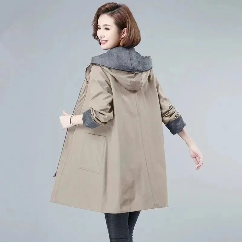 

2023 New Autumn Women's Jacket Long Sleeve Overcoat Casual Loose Basic Coat Hooded Windbreaker Female Loose Jackets Outwear 7XL