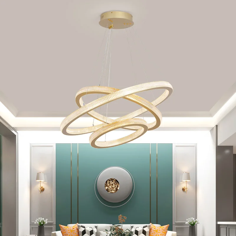 

LED Pendant Light Room Ceiling Lights Kitchen Lamp Shop Gold Chandelier lighting 40cm&60cm&80cm Rings 135W Warm White LED Lights
