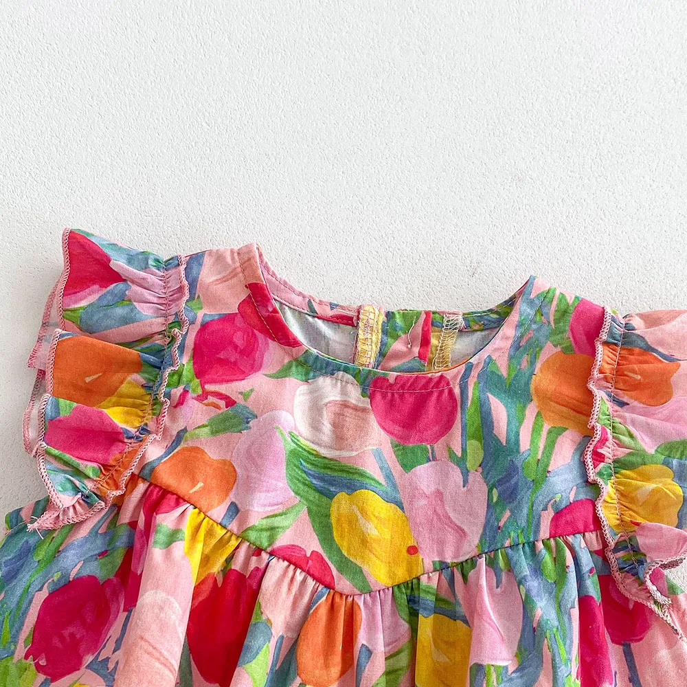 Baby Girls Summer Ruffle Sleeve Bodysuits