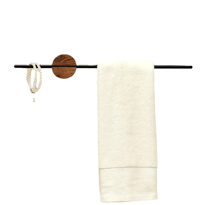 Wyj Black Walnut Bathroom Bath Towel Bar Washstand Storage Storage Hook Shelf nordic creative iron 2 plate flower shelf cream style living room rock plate flower shelf light luxury bathroom bath towel shelf