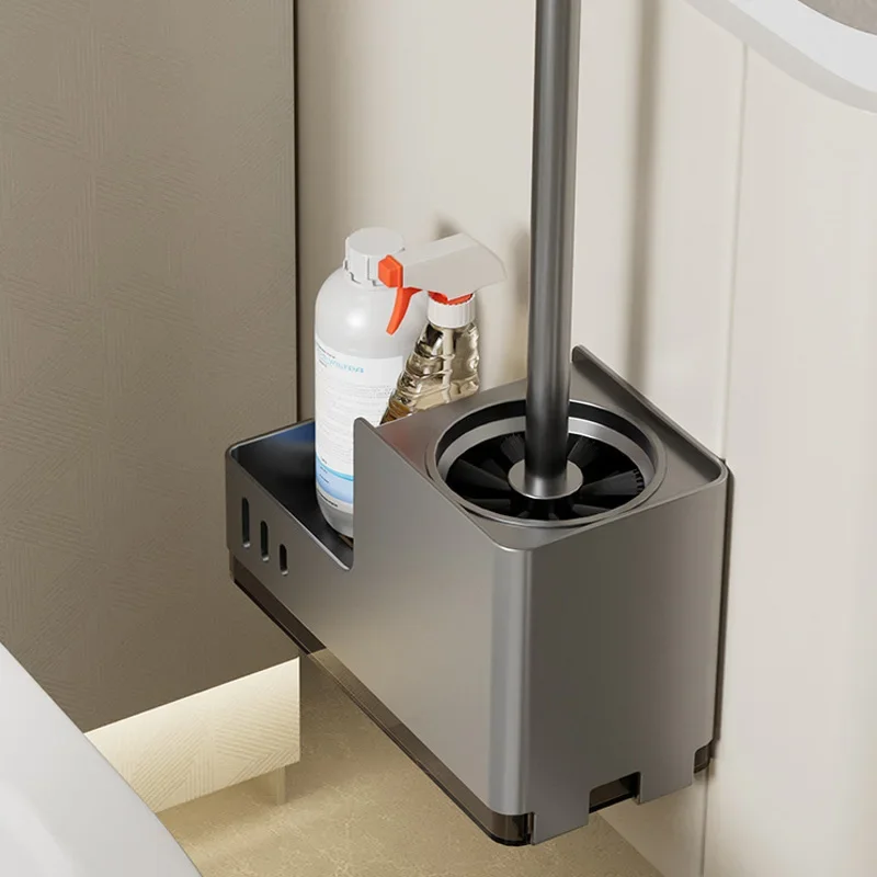 Toilet brush storage rack no punching no dead corners bottom seat wall mounted household use cleaning toilet brush