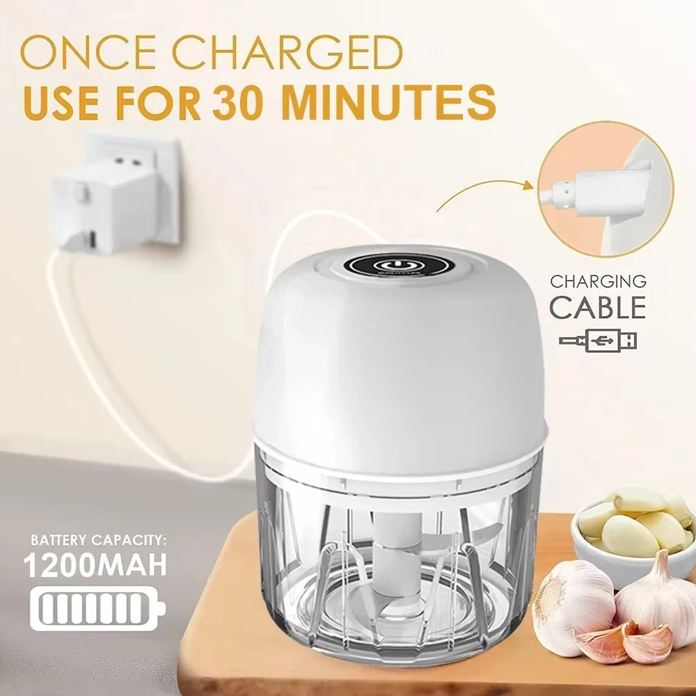 Electric garlic grinder, meat grinder, garlic grinder, 250ML onion chopper, vanilla vegetable chili grinder, kitchen mixer 5