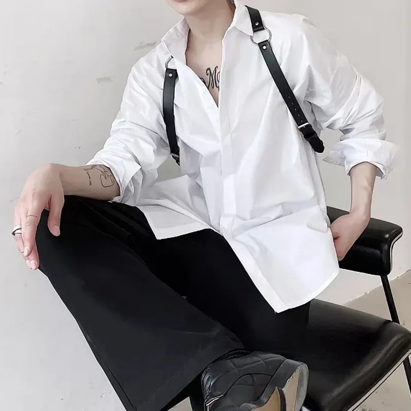 Vintage Men\'s Suspenders Body Chest Harness PU Leather Adjustabler Shoulder Harness Belt Braces Harness Men Sexy Games