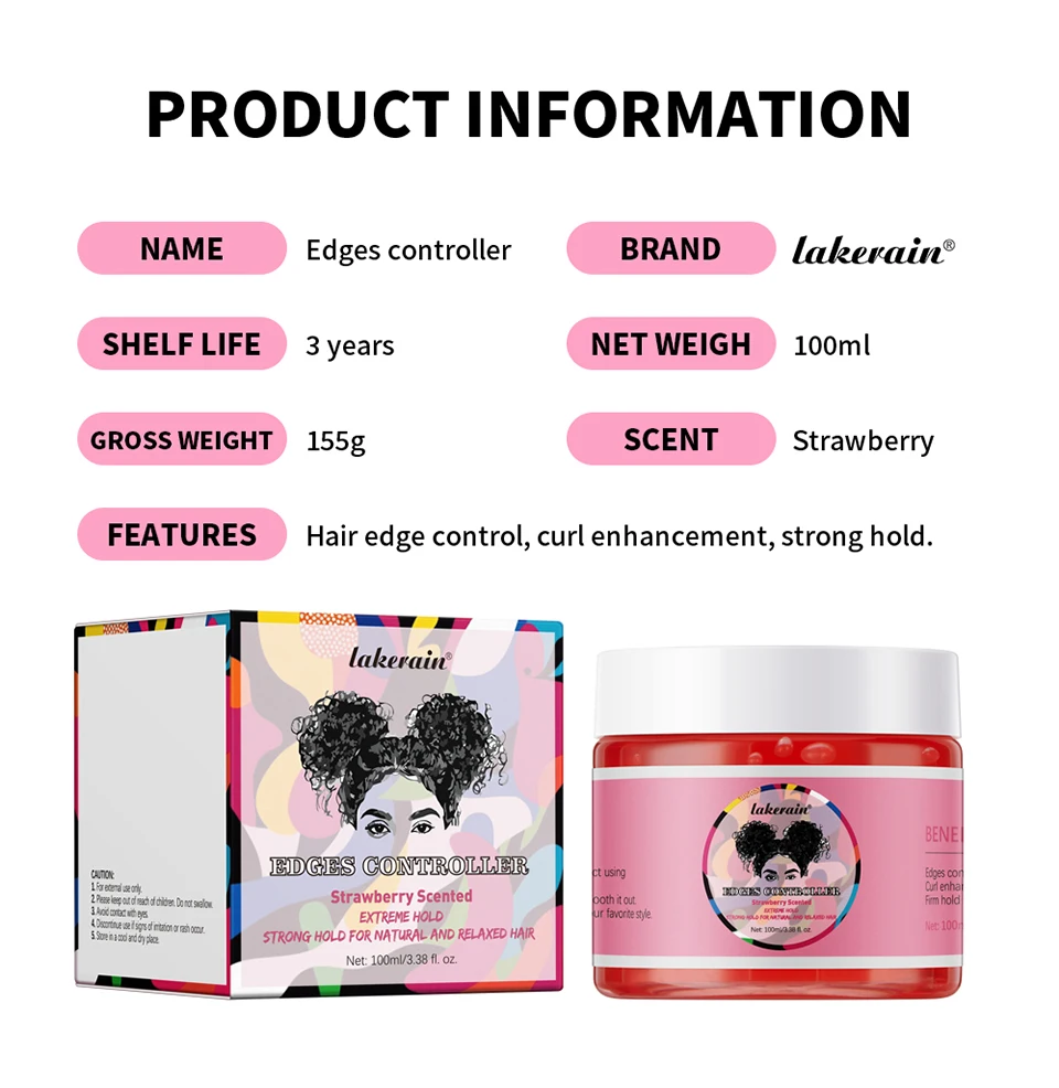 Strong Edge Control Hair Gel - Non-Greasy Long Lasting Styling Wax for All Hair Types
