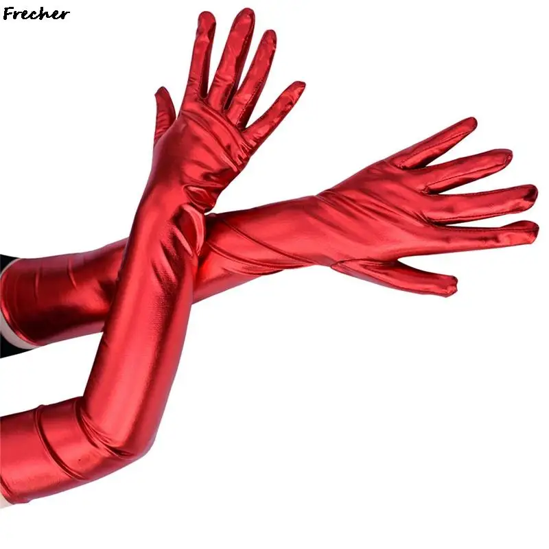 

Night Club Party Gloves 1 Pair Super Long Leather Gloves Women Opera Performance Costume Cosplay Sets Bright Leather Mittens